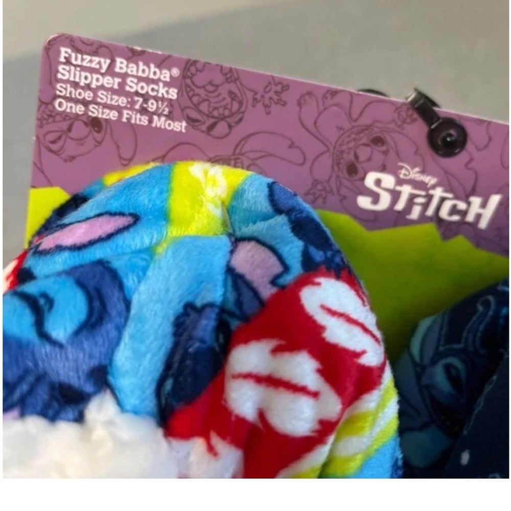 Disney Stitch Slipper Sock Bundle Lot Size 7-9 Cozy Plush - Picture 3 of 6
